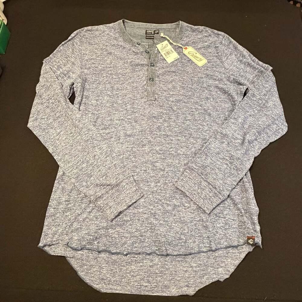 Grayers Henley Heather Blue Long Sleeve Shirt New! sz XL
